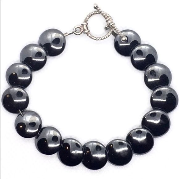 Genuine Hematite Sterling Silver 925 VTG Bracelet - Picture 3 of 9